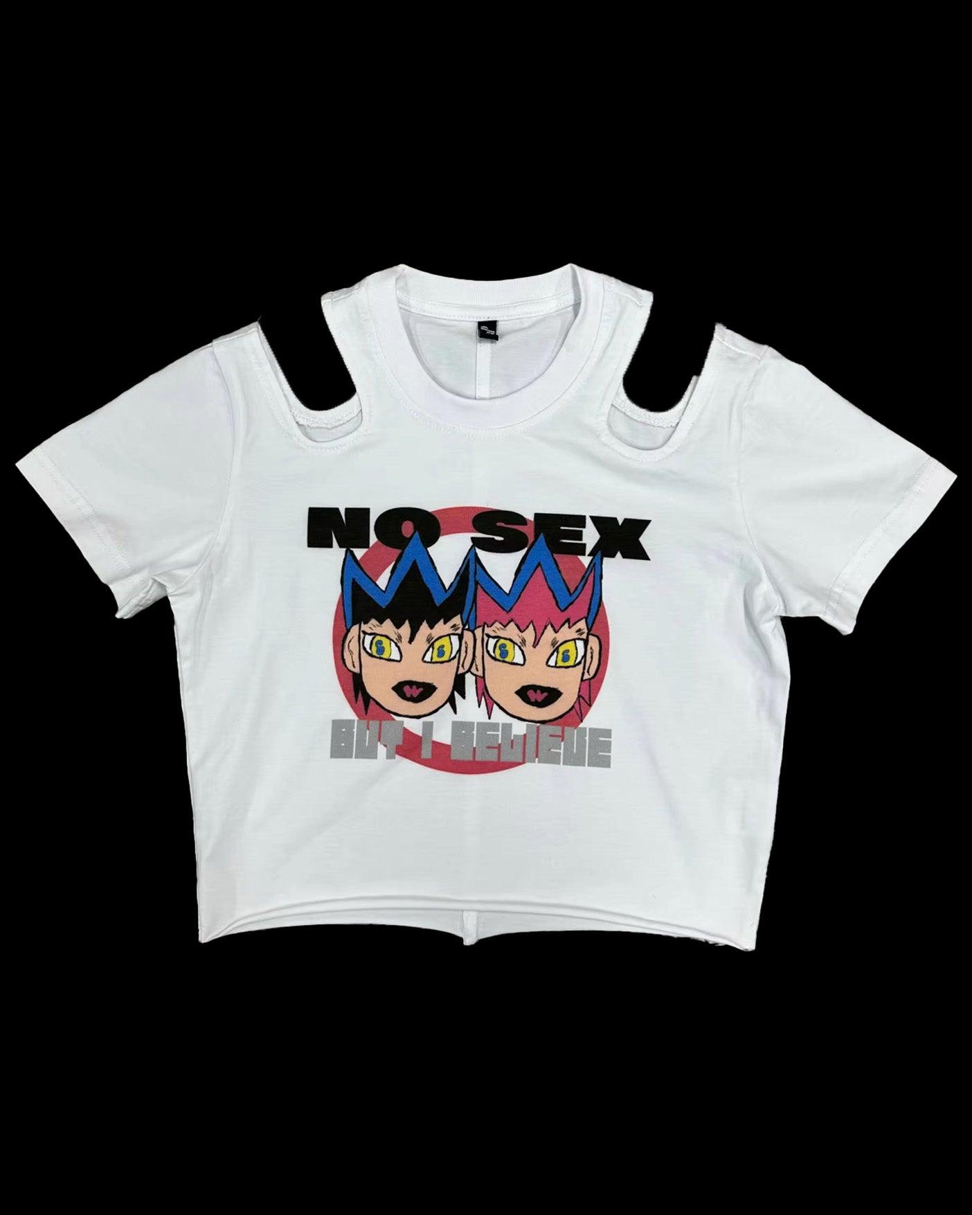 No Sex - But I Believe Crop Top (white)