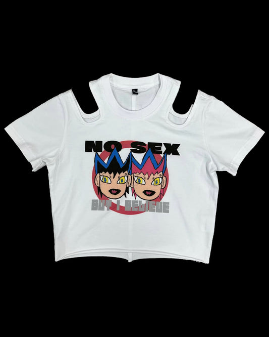 No Sex - But I Believe Crop Top (white)